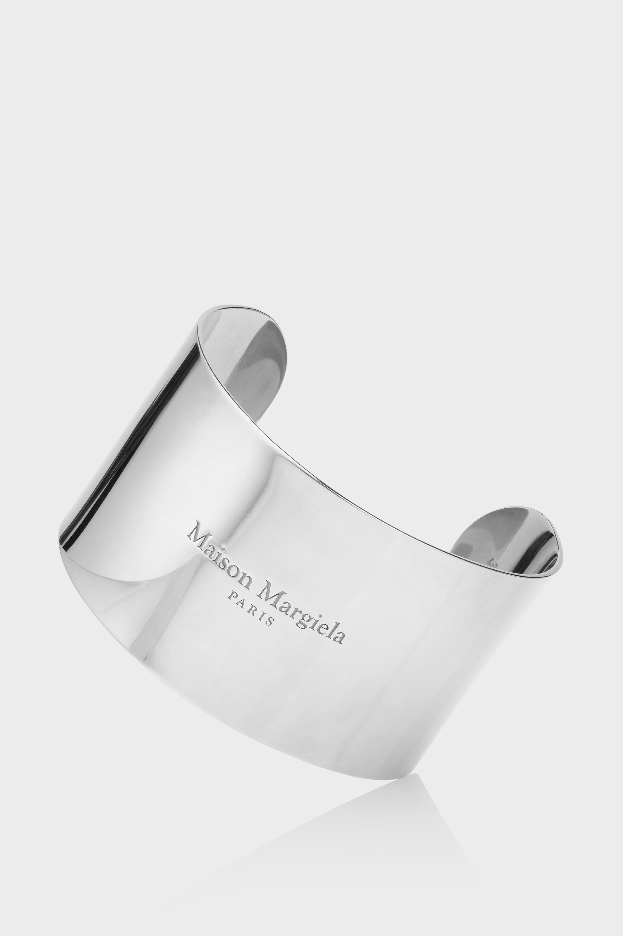Designer White Logo wide cuff bracelet | Shop Online | Maison Margiela