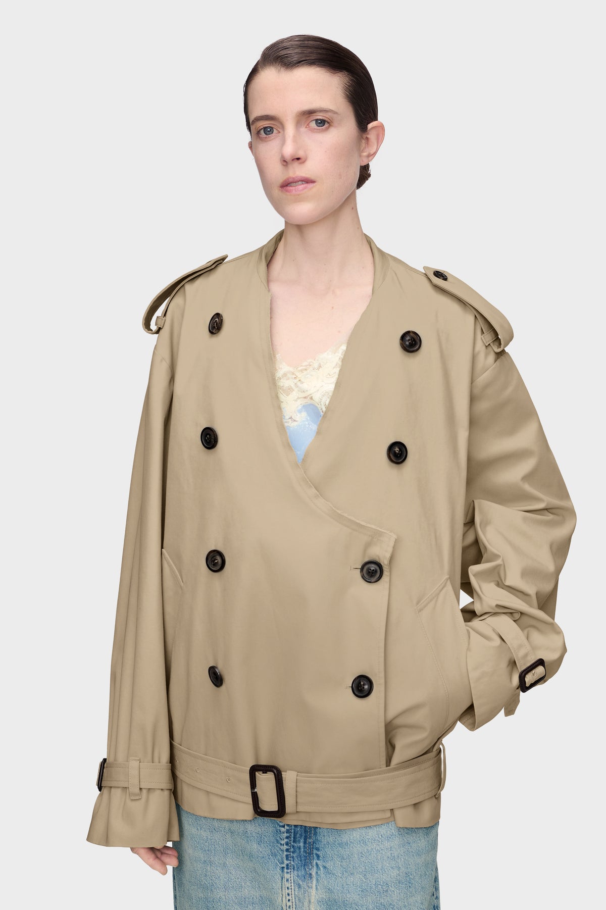 Folded Collar Cotton Caban