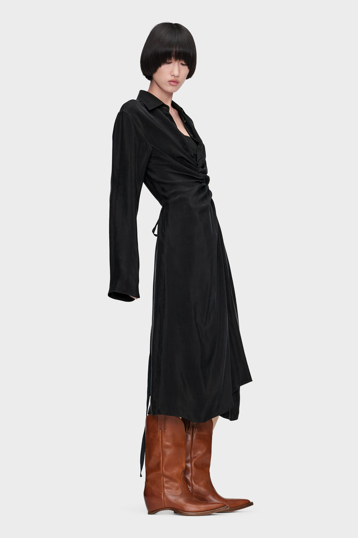 Draped Shirt Dress