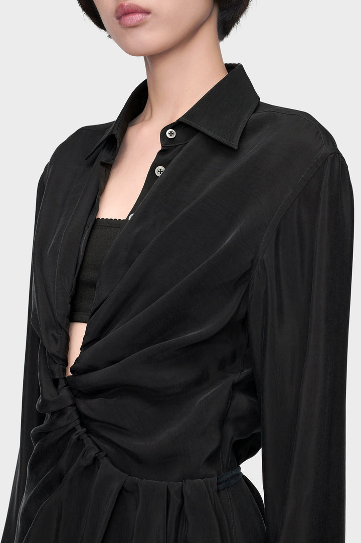 Draped Shirt Dress