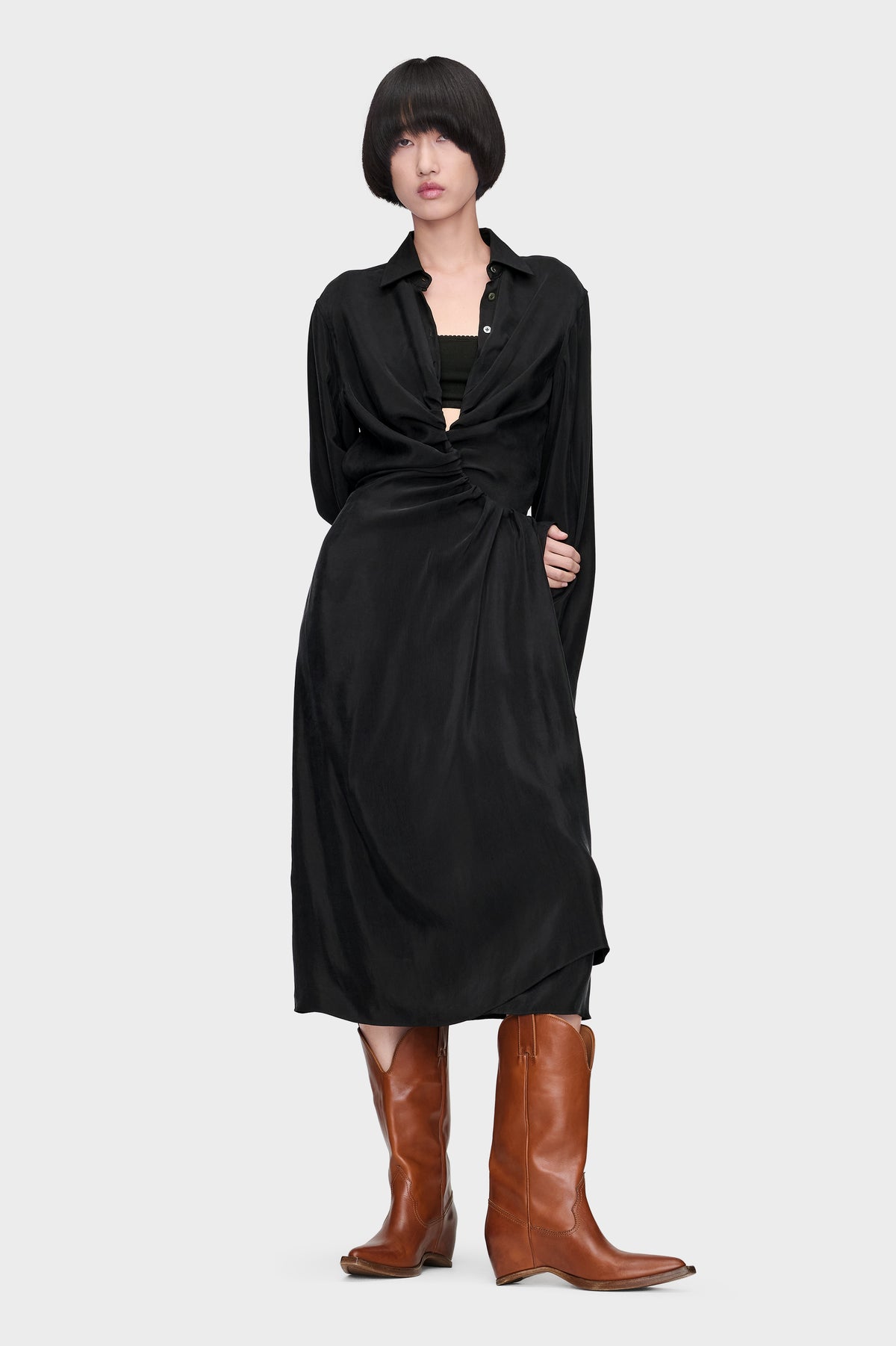 Draped Shirt Dress