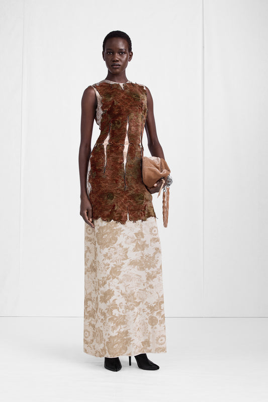 Maison Margiela Slashed Velvet Floral Maxi Dress