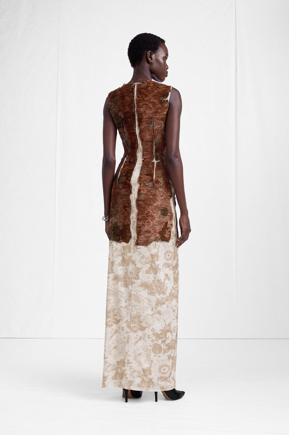 Maison Margiela Slashed Velvet Floral Maxi Dress