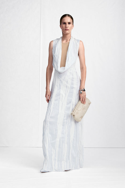 Maison Margiela Cowl-Neck Crinkled Maxi Dress