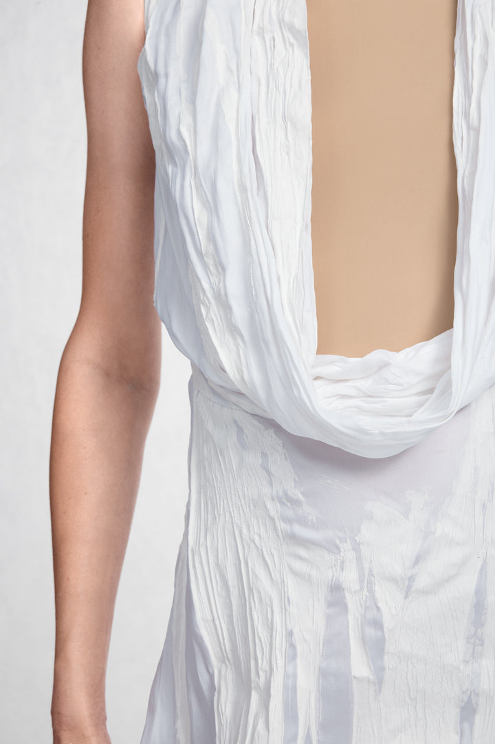 Cowl-Neck Crinkled Maxi Dress