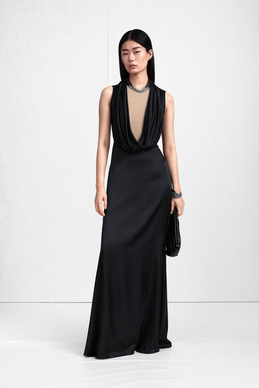 Maison Margiela Cowl-Neck Satin Maxi Dress
