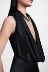 Maison Margiela Cowl-Neck Satin Maxi Dress