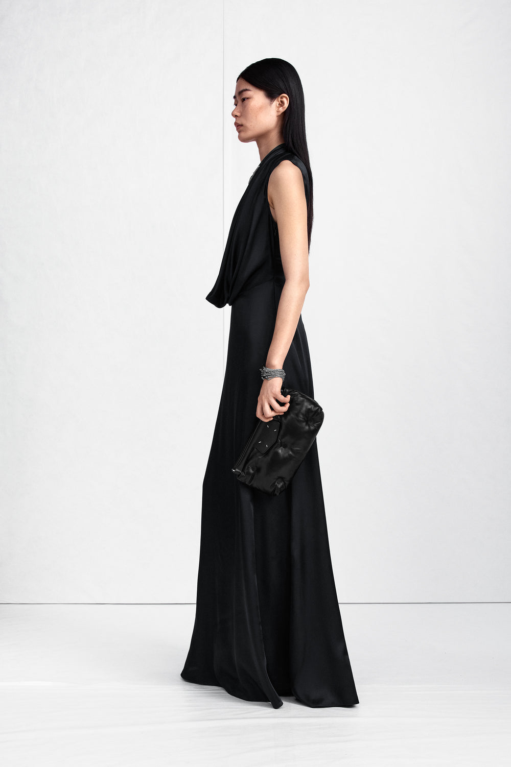 Maison Margiela Cowl-Neck Satin Maxi Dress