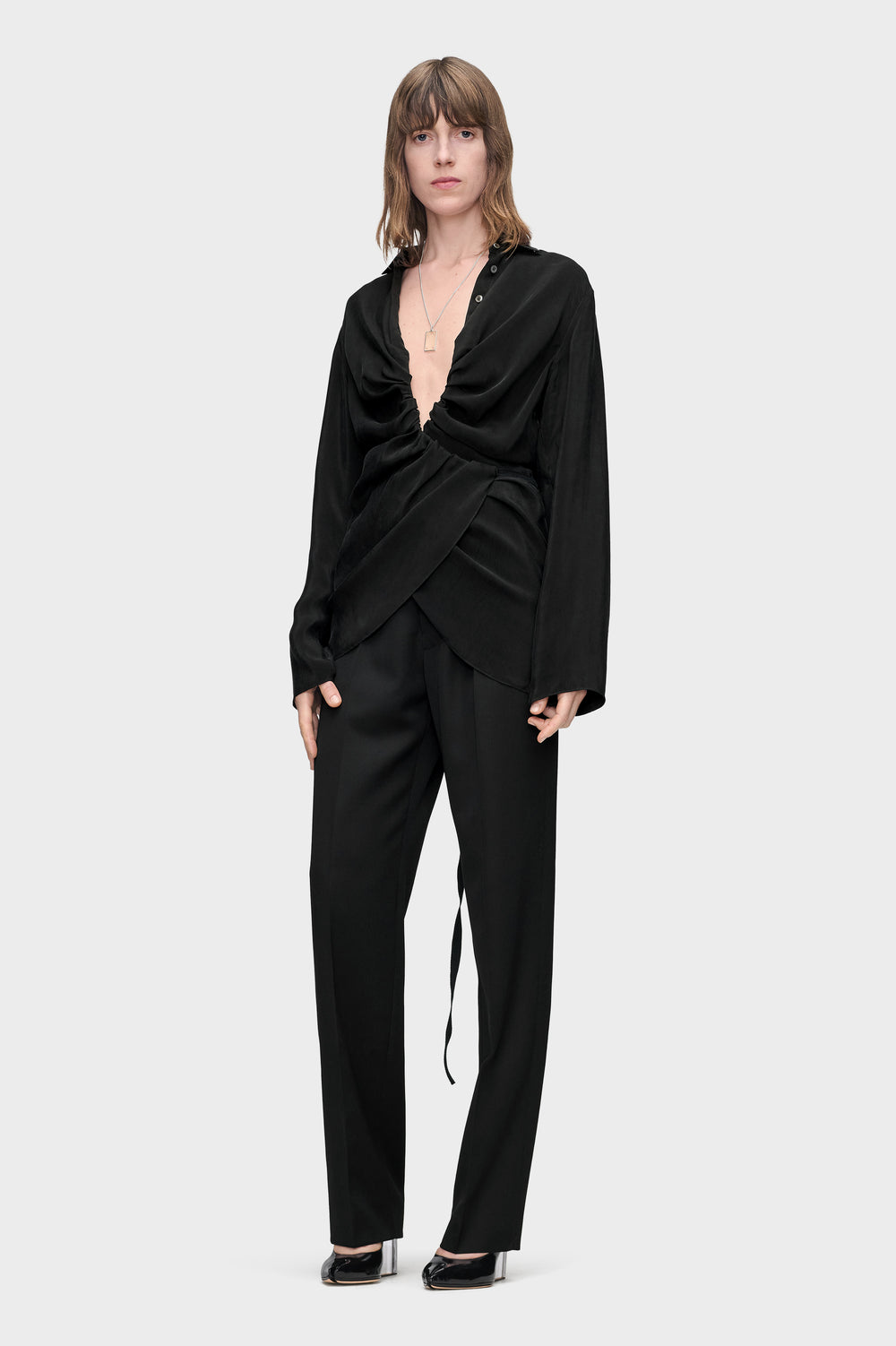 Maison Margiela قميص ملفوف مكشكش