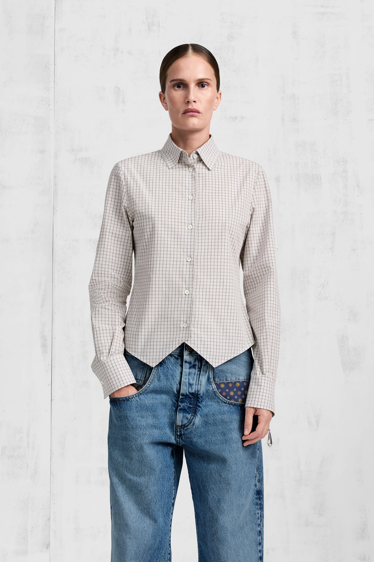 Check Cotton Swallowtail Shirt