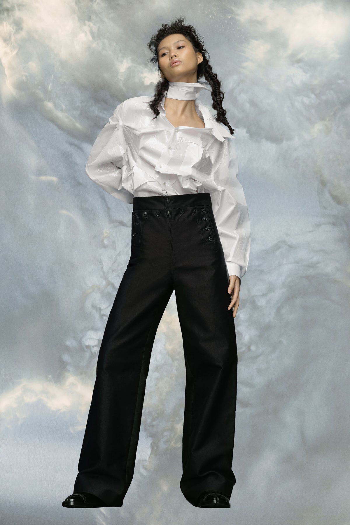 Satin cotton trousers
