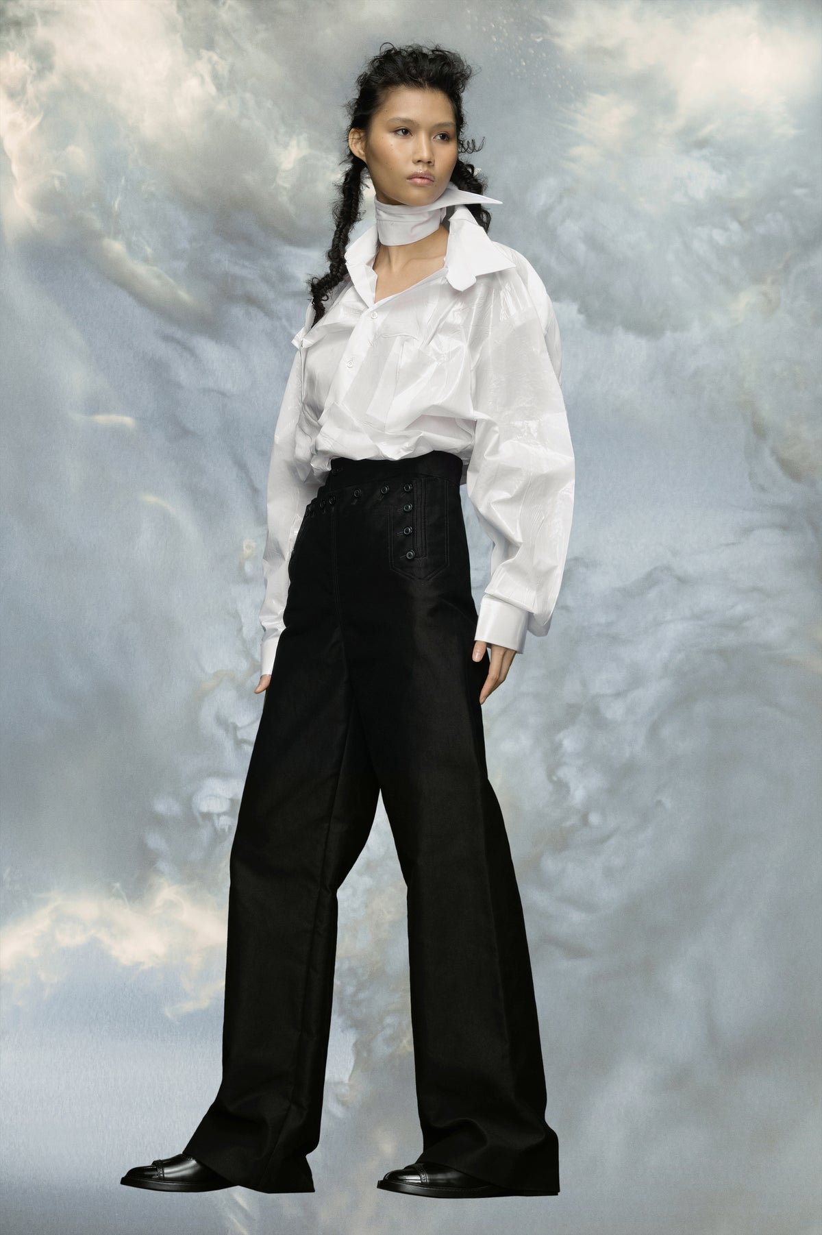 Satin cotton trousers