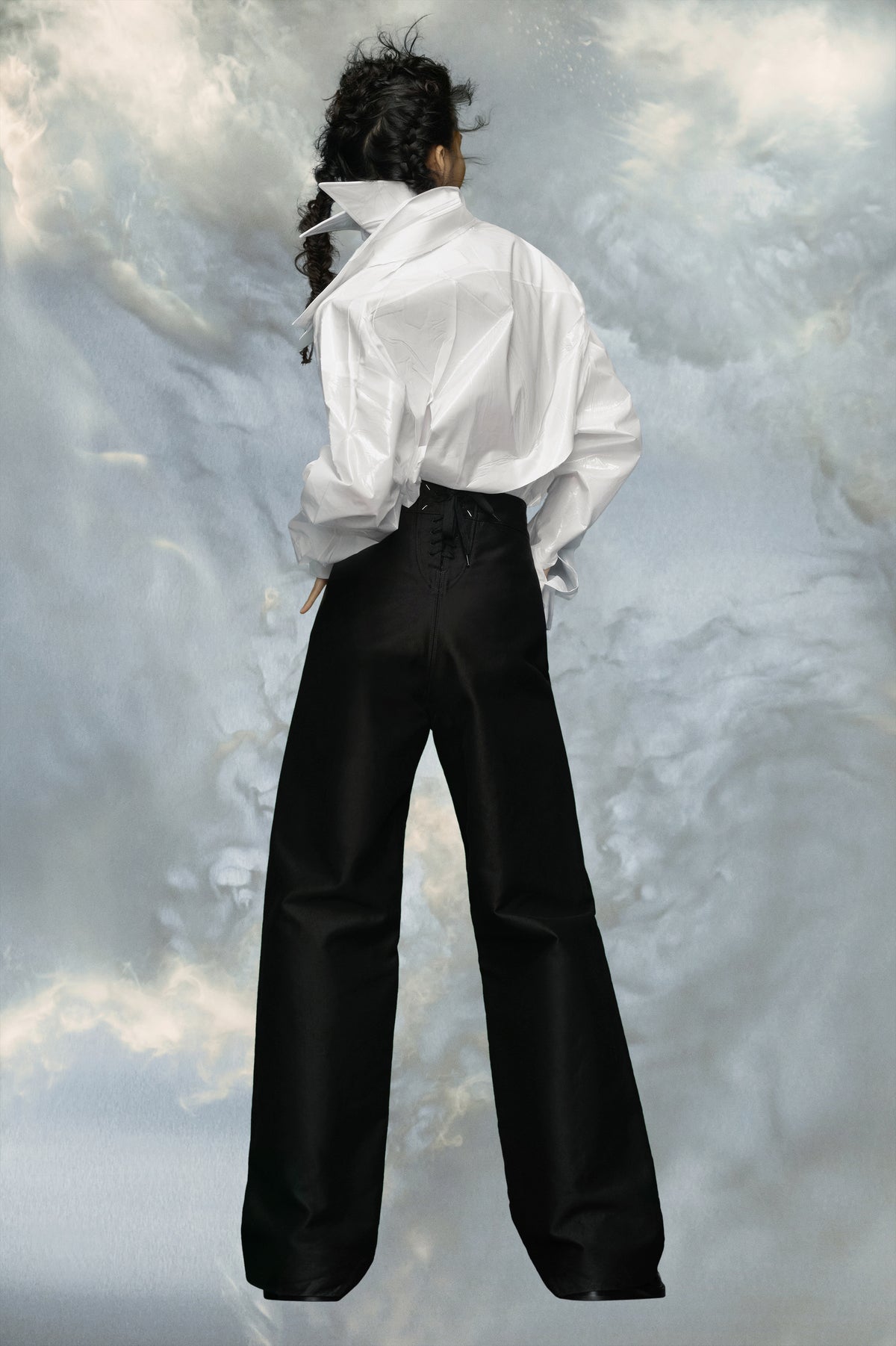 Satin cotton trousers