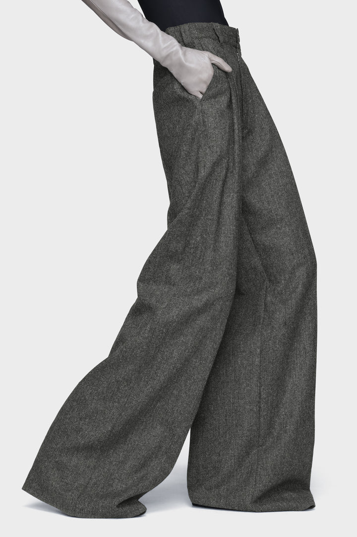Wide-leg wool trousers