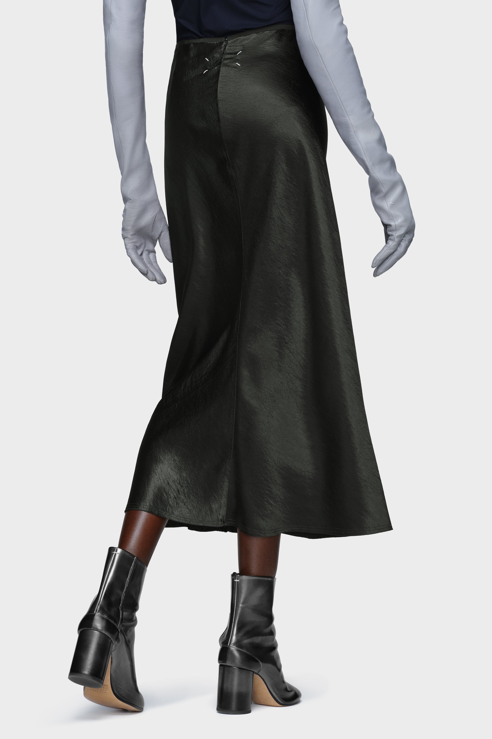 Designer Black Satin midi skirt | Shop Online | Maison Margiela