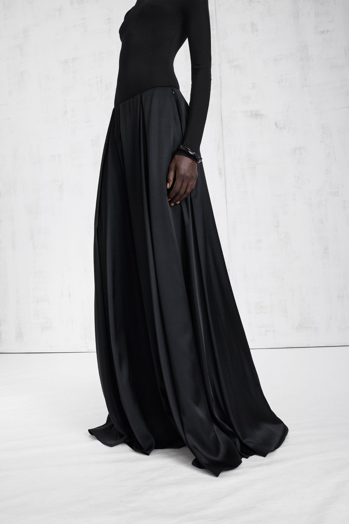 Elongated Satin Maxi Skirt