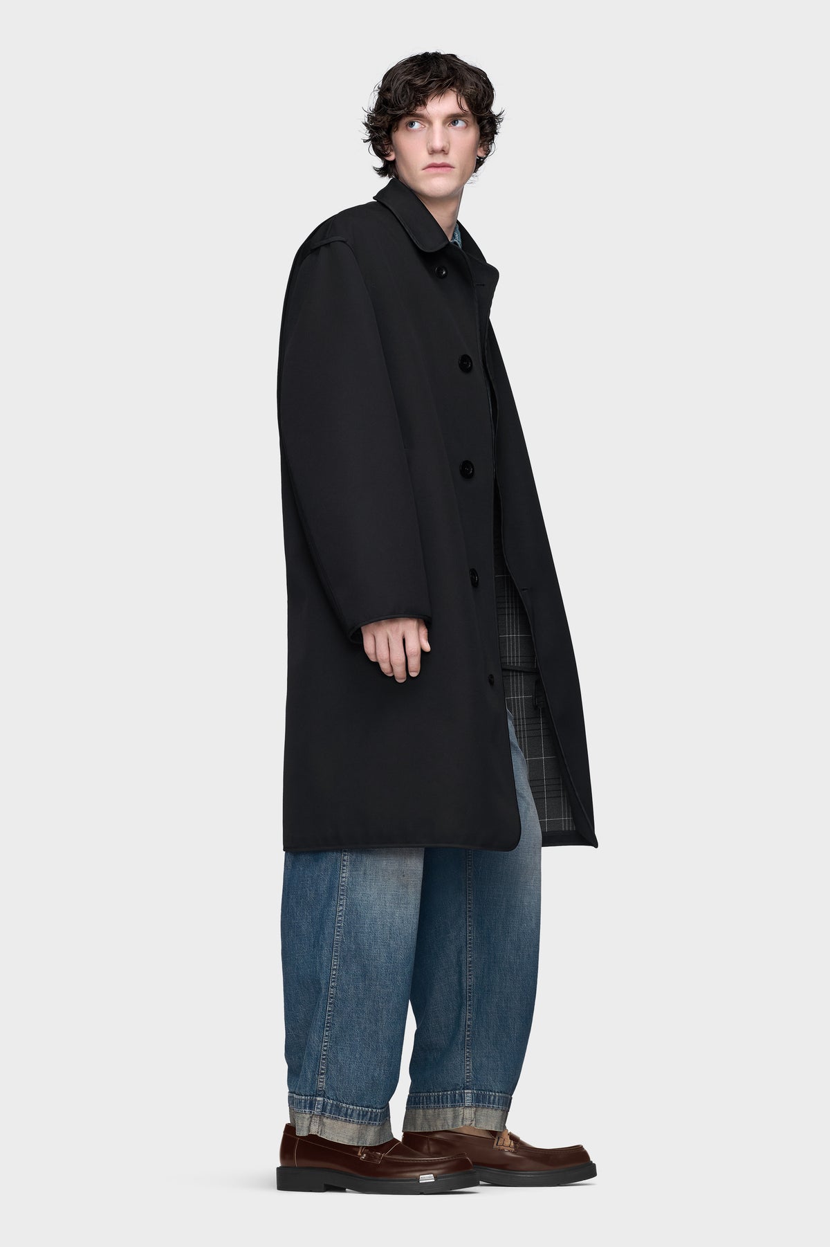 Reversible checked coat