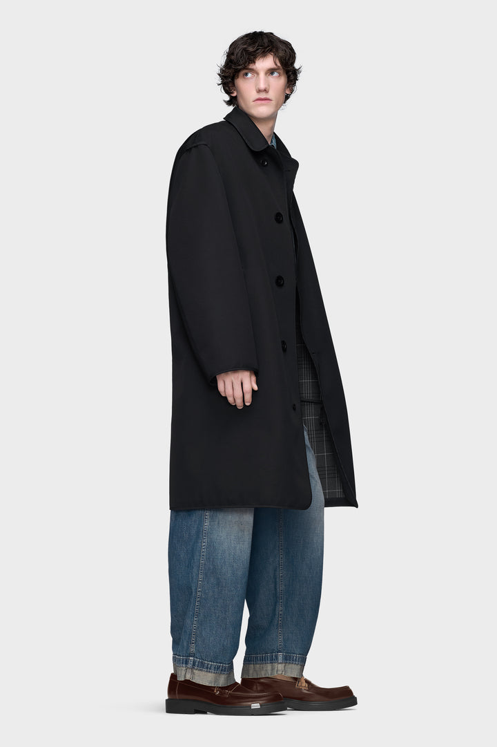 Reversible checked coat