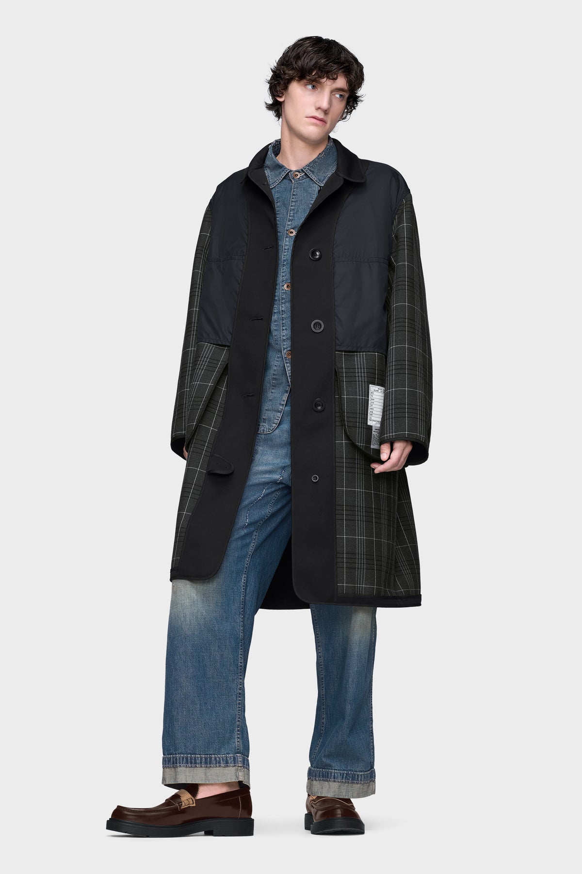 Reversible checked coat