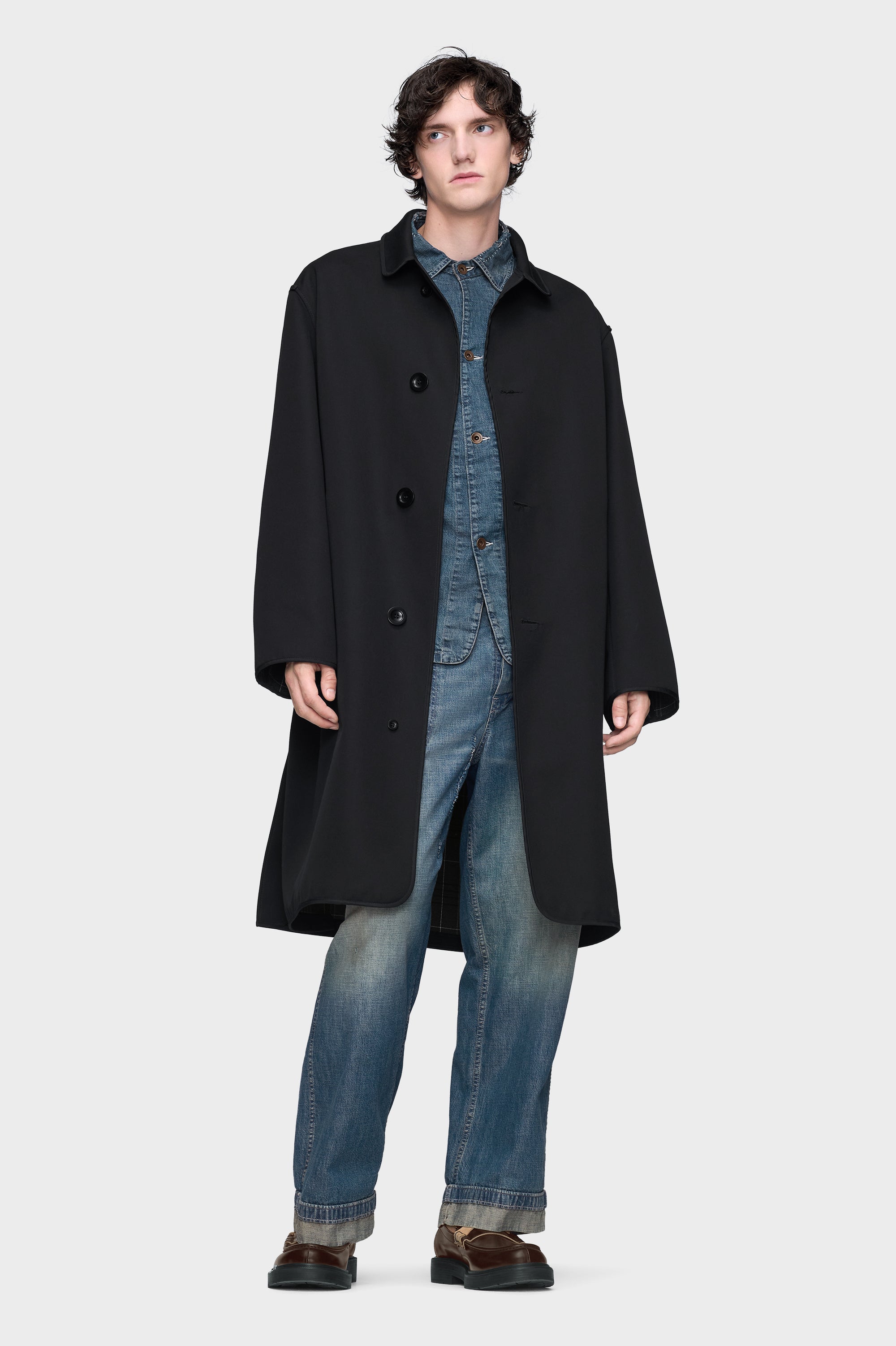 Designer Black Reversible checked coat | Shop Online | Maison Margiela