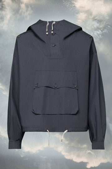 Coated cotton hooded jacket
