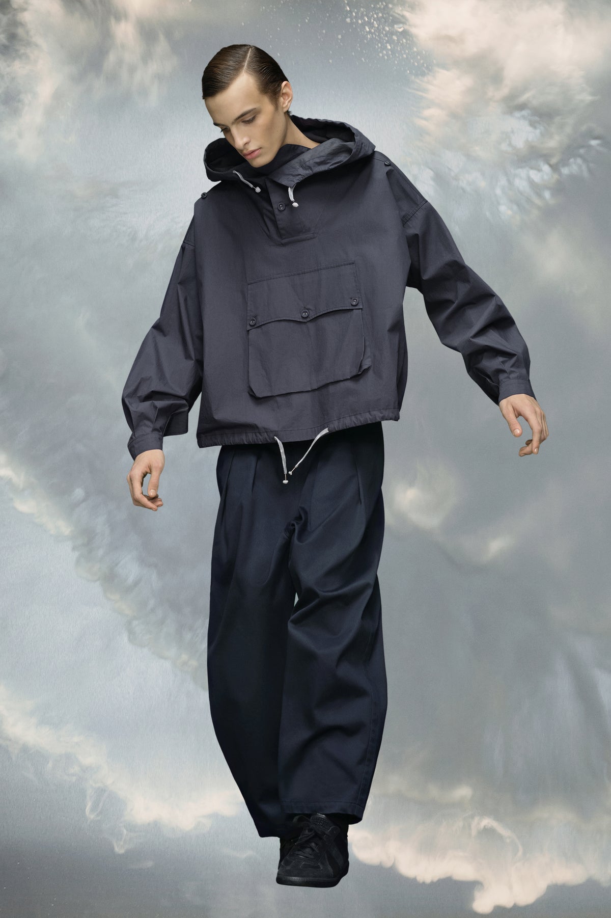 Coated cotton hooded jacket