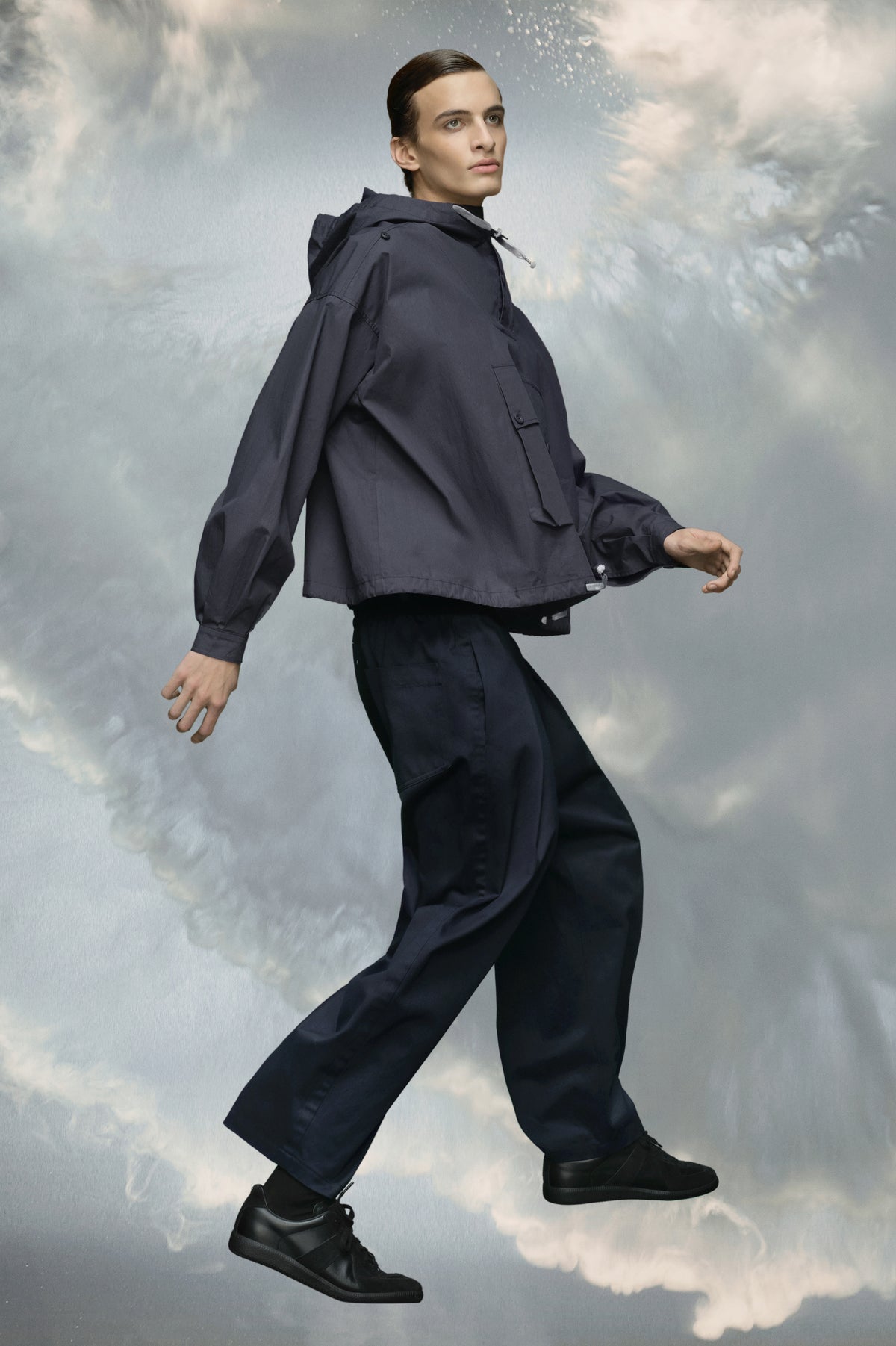 Coated cotton hooded jacket