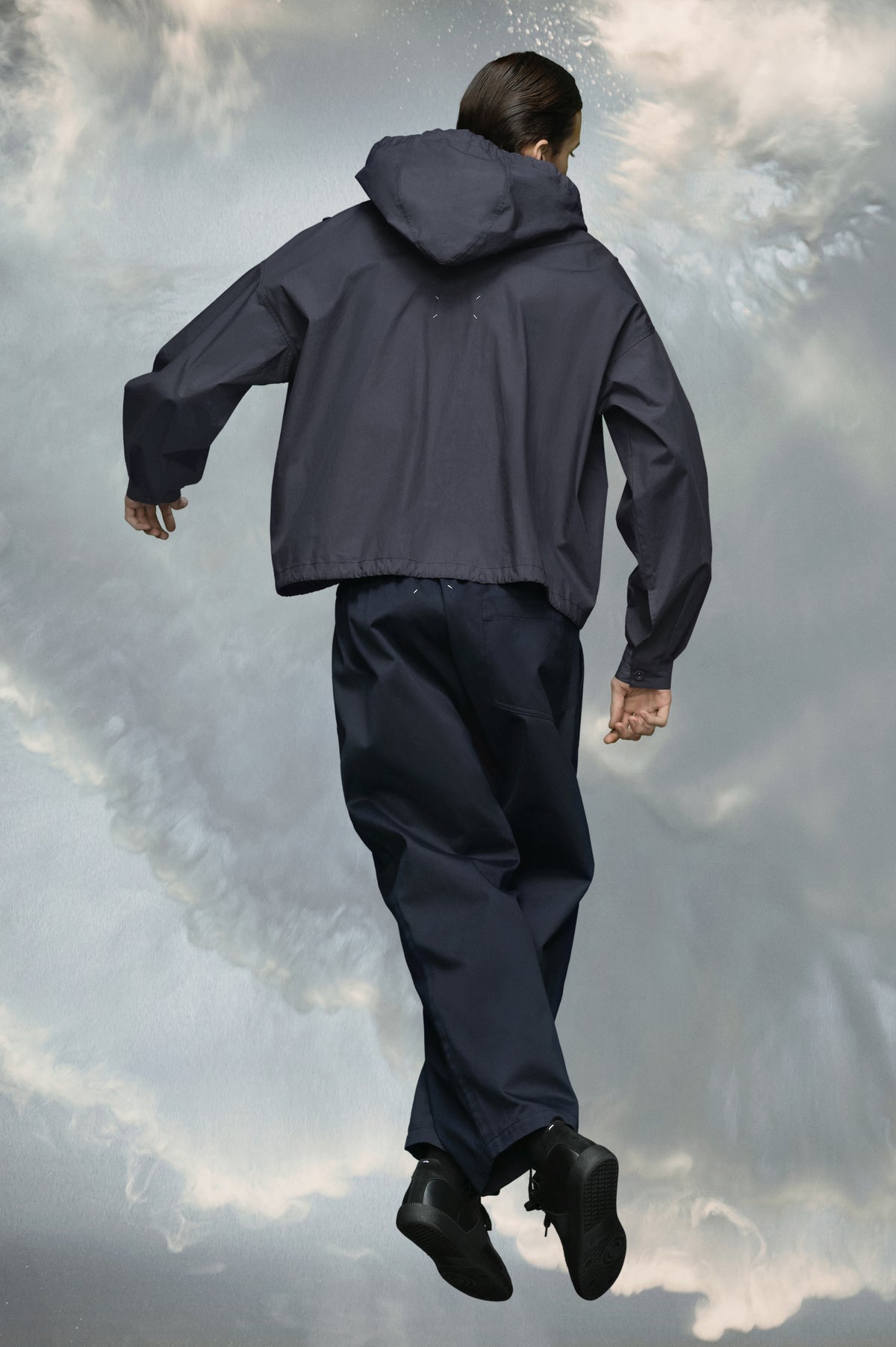 Coated cotton hooded jacket