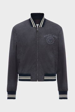 Denim varsity caban jacket