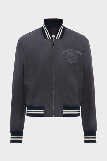 Denim varsity caban jacket