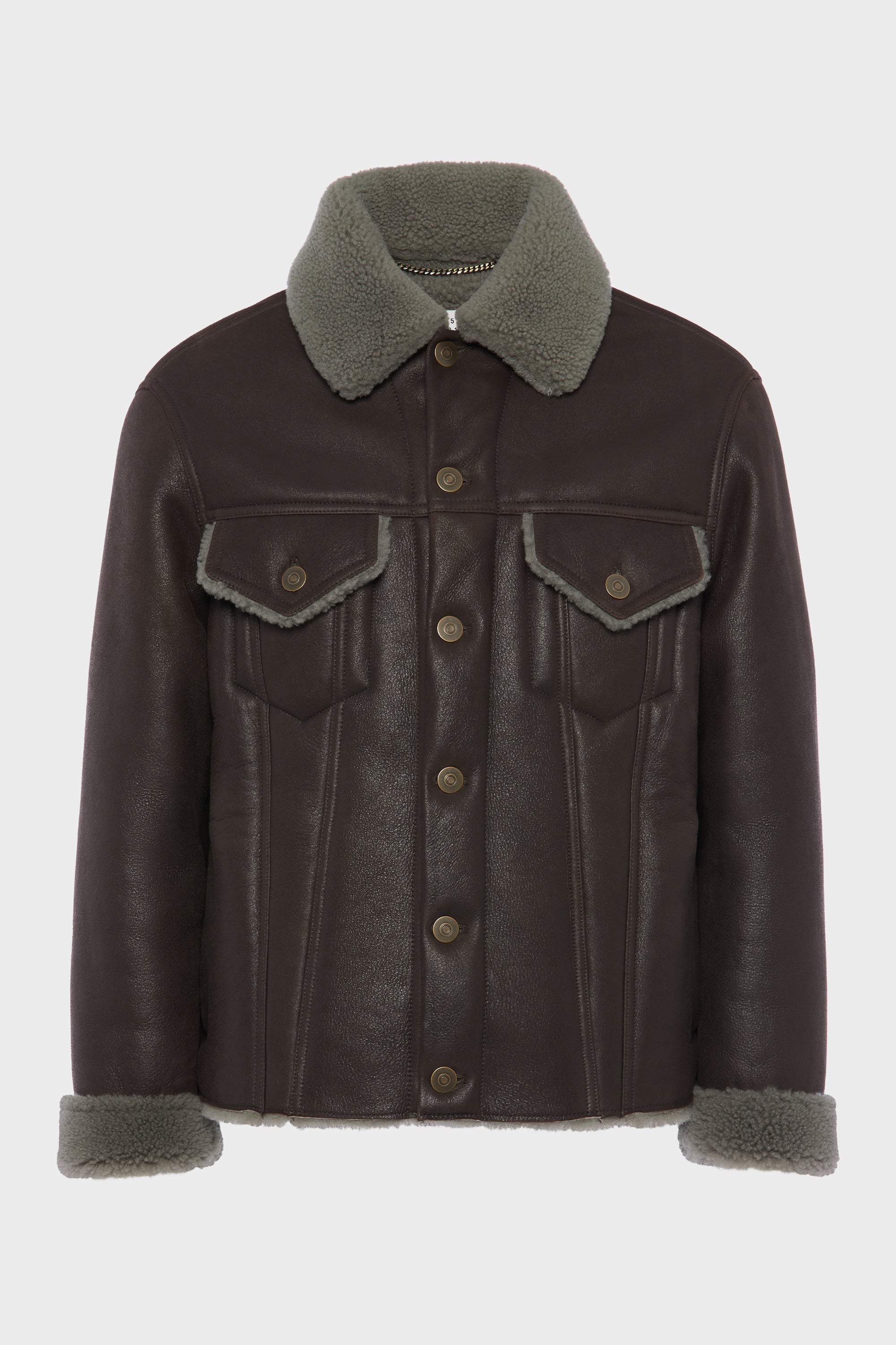 Designer Brown Waxed shearling jacket | Shop Online | Maison Margiela