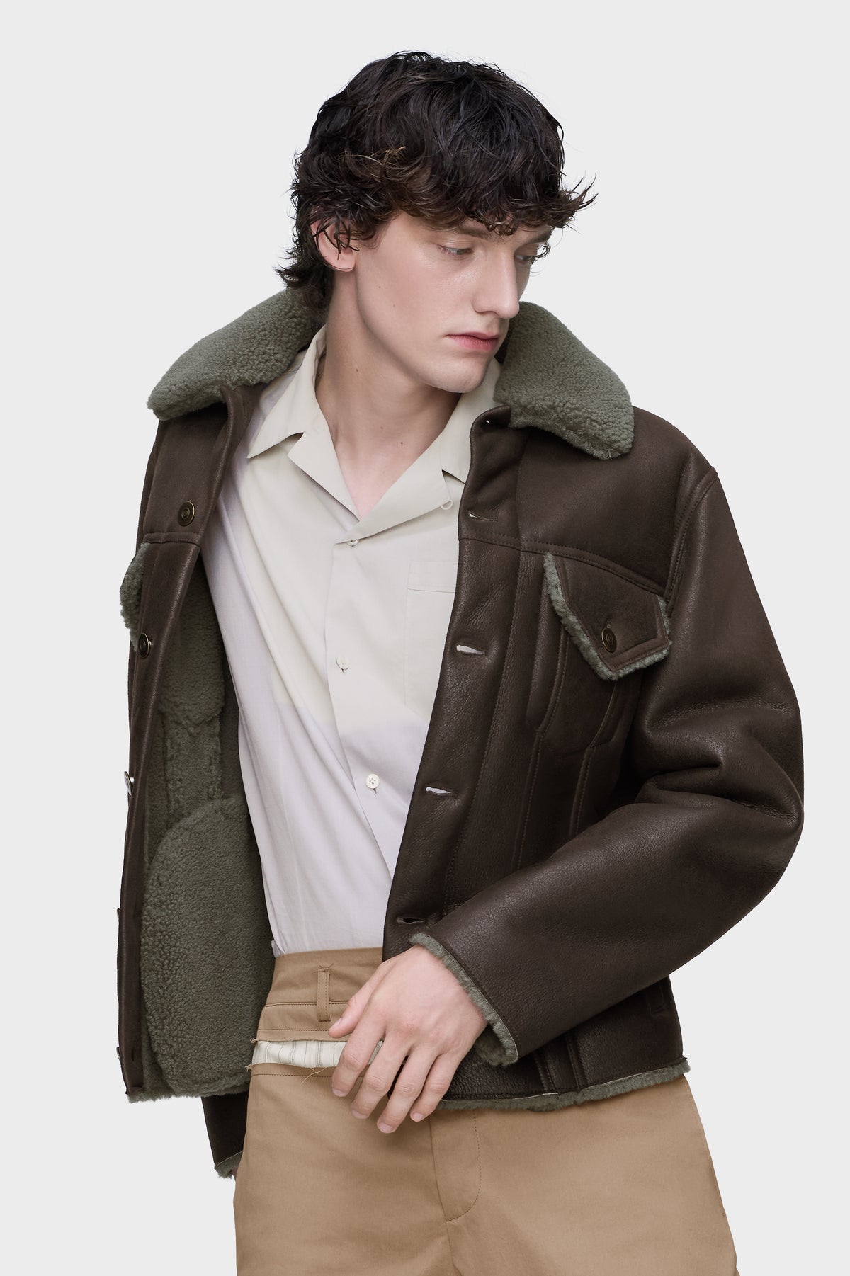 Waxed shearling jacket