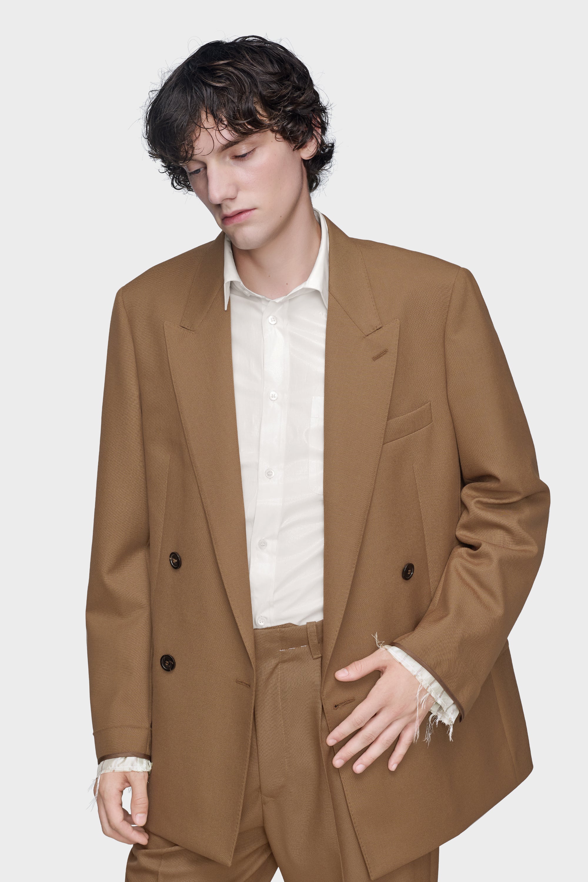 Designer Brown Wool Tailored Jacket | Shop Online | Maison Margiela