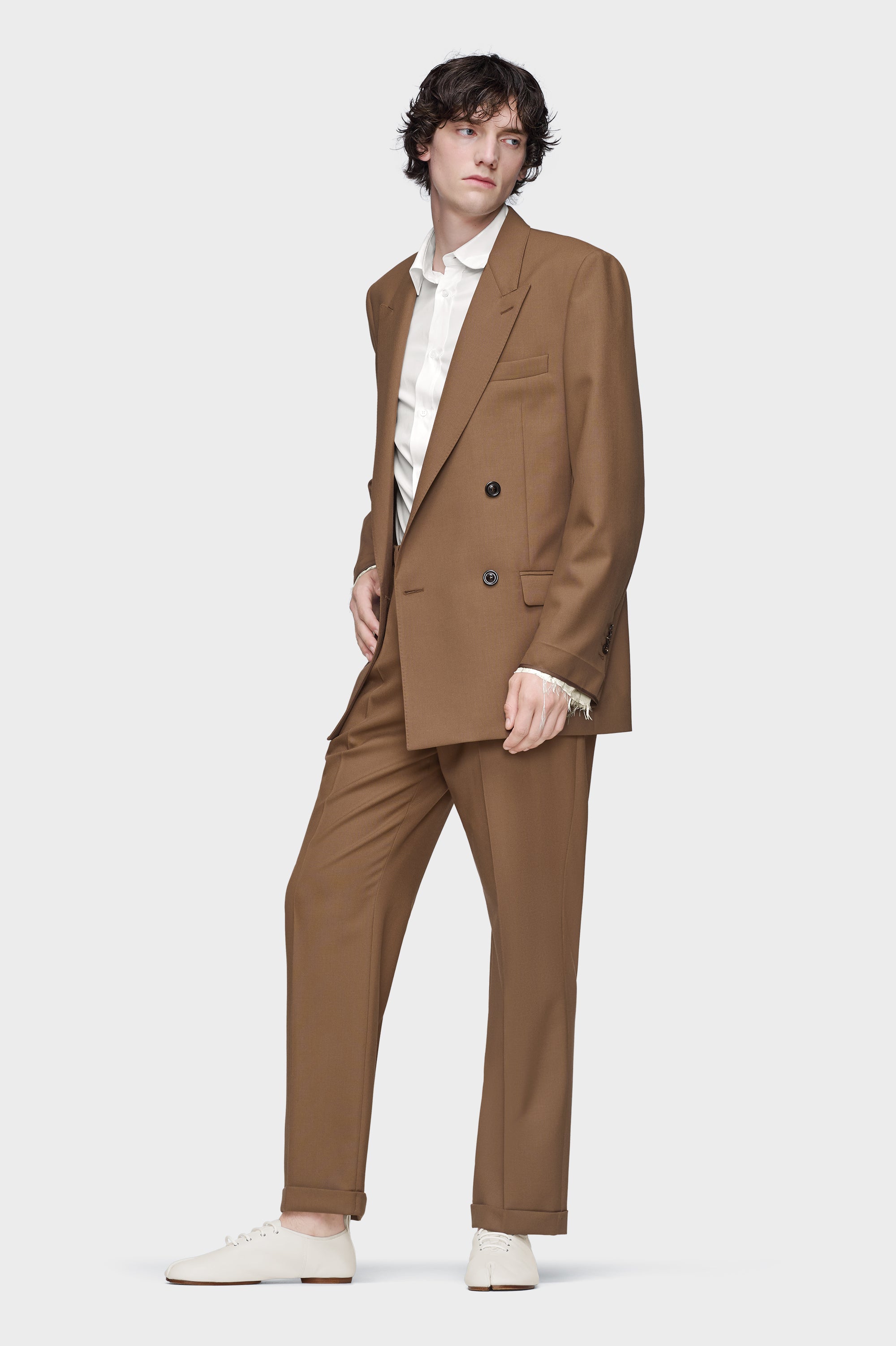 Designer Brown Wool Tailored Jacket | Shop Online | Maison Margiela