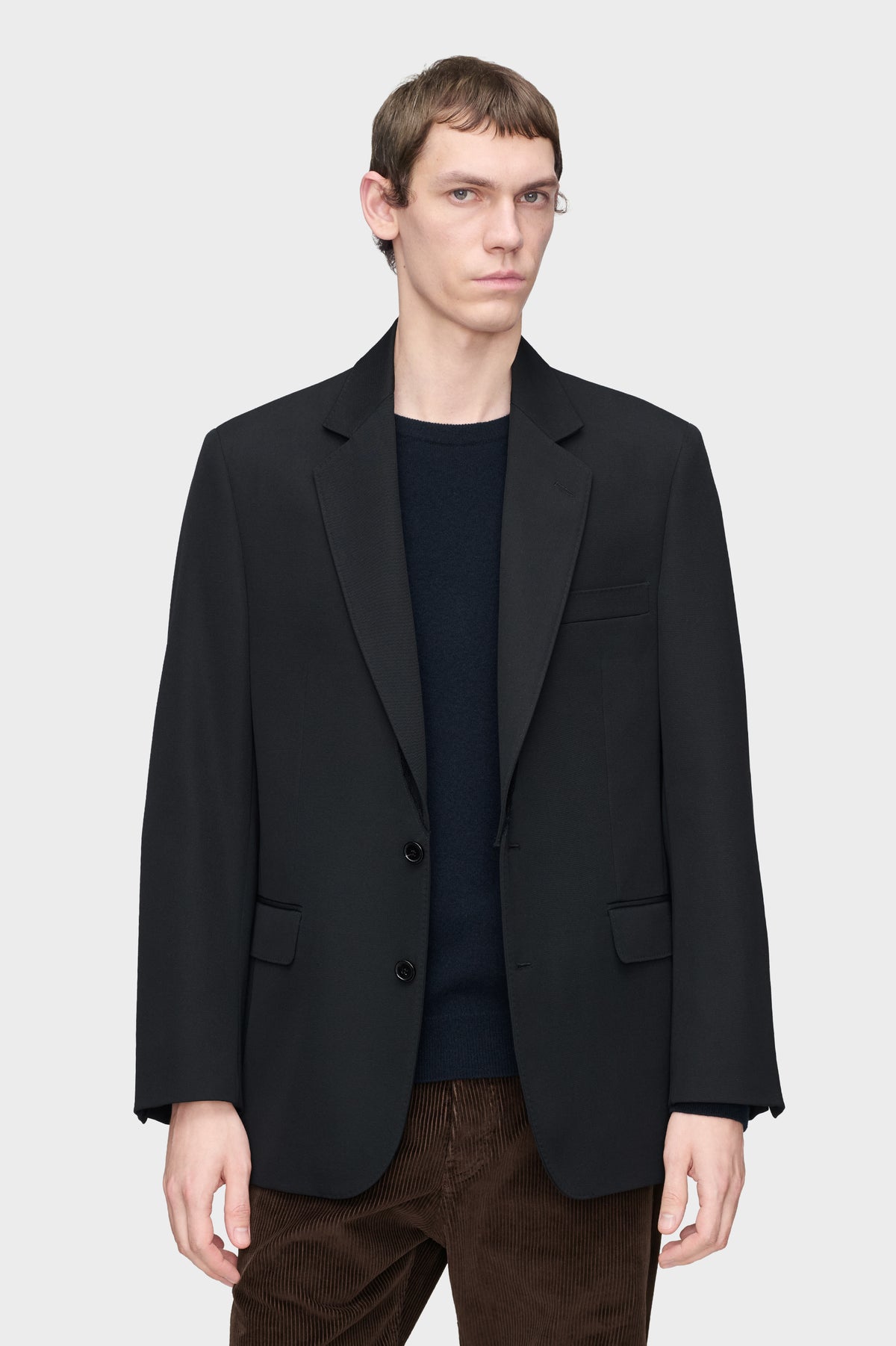 Folded Collar Wool Blazer