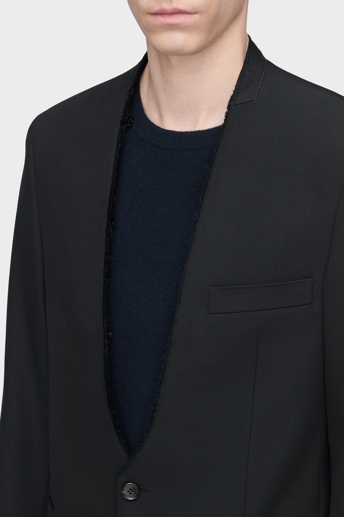 Folded Collar Wool Blazer