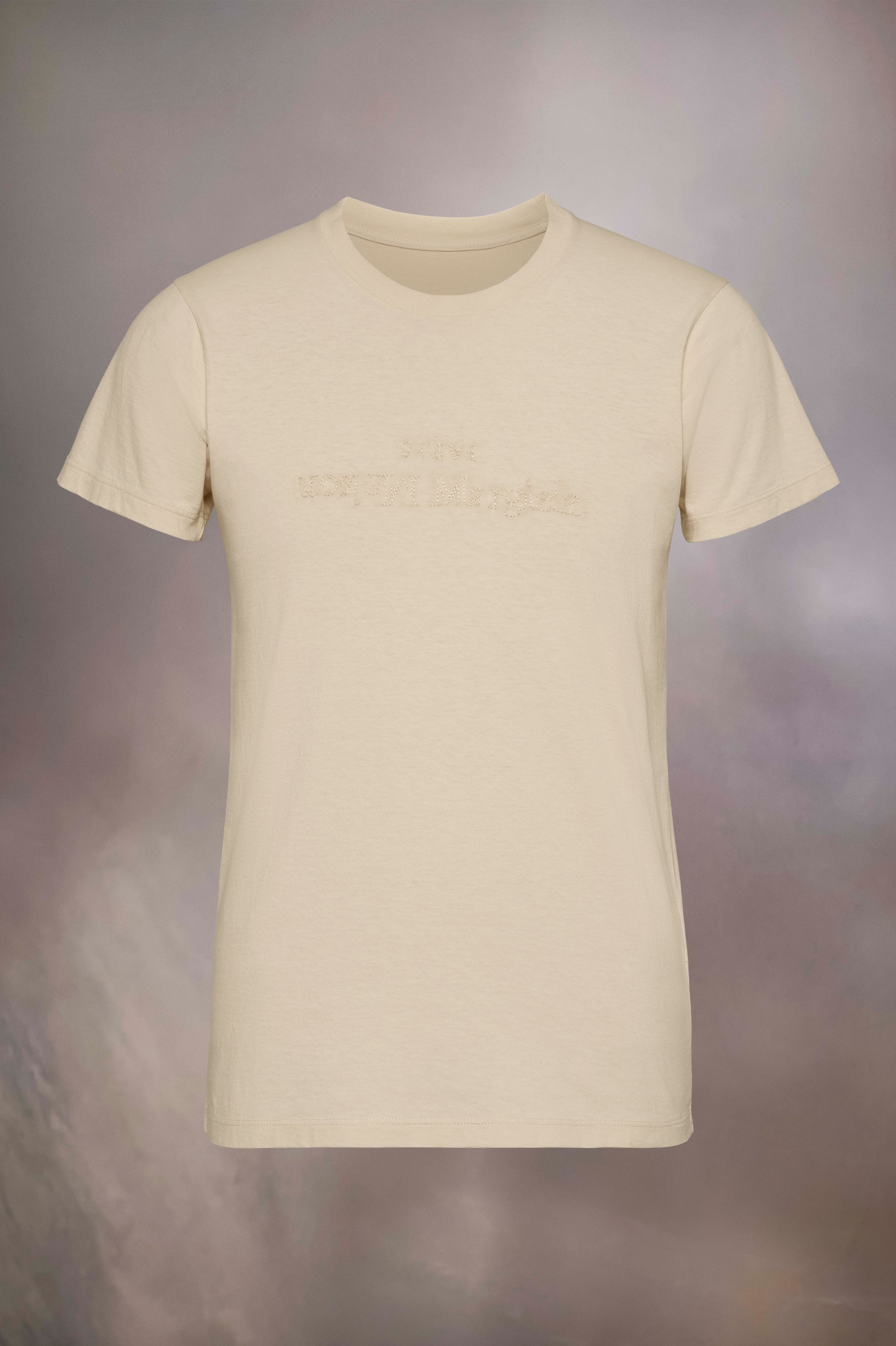 Designer Pink beige Embroidered Logo Ringspun T-Shirt | Shop