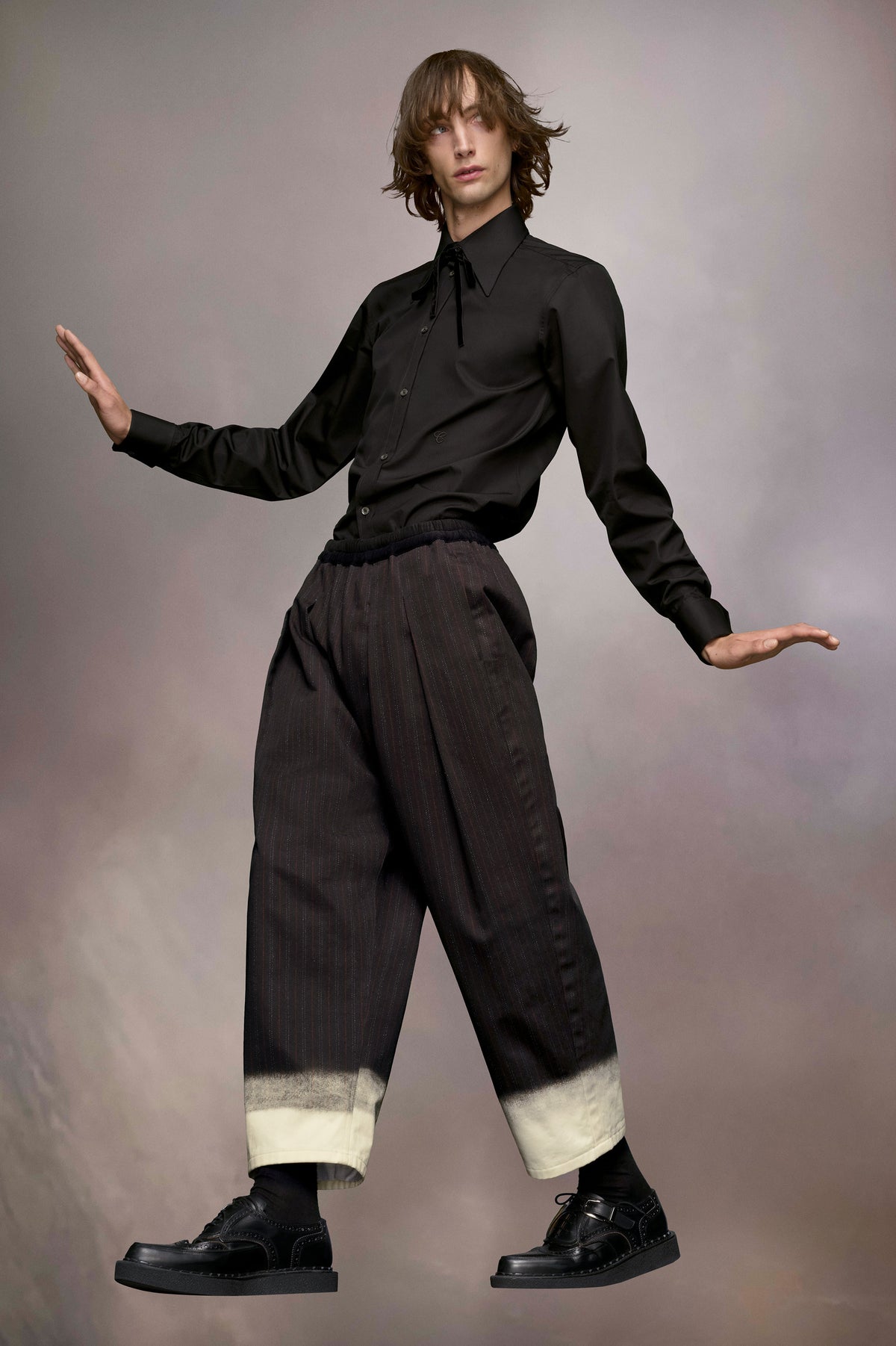 Trompe l'oeil pinstripe trousers
