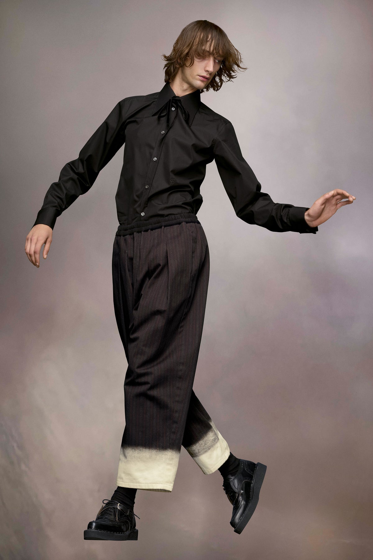 Trompe l'oeil pinstripe trousers