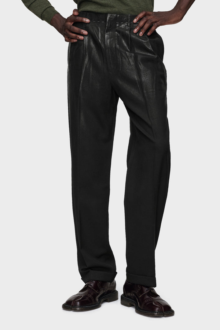 Foiled wool trousers