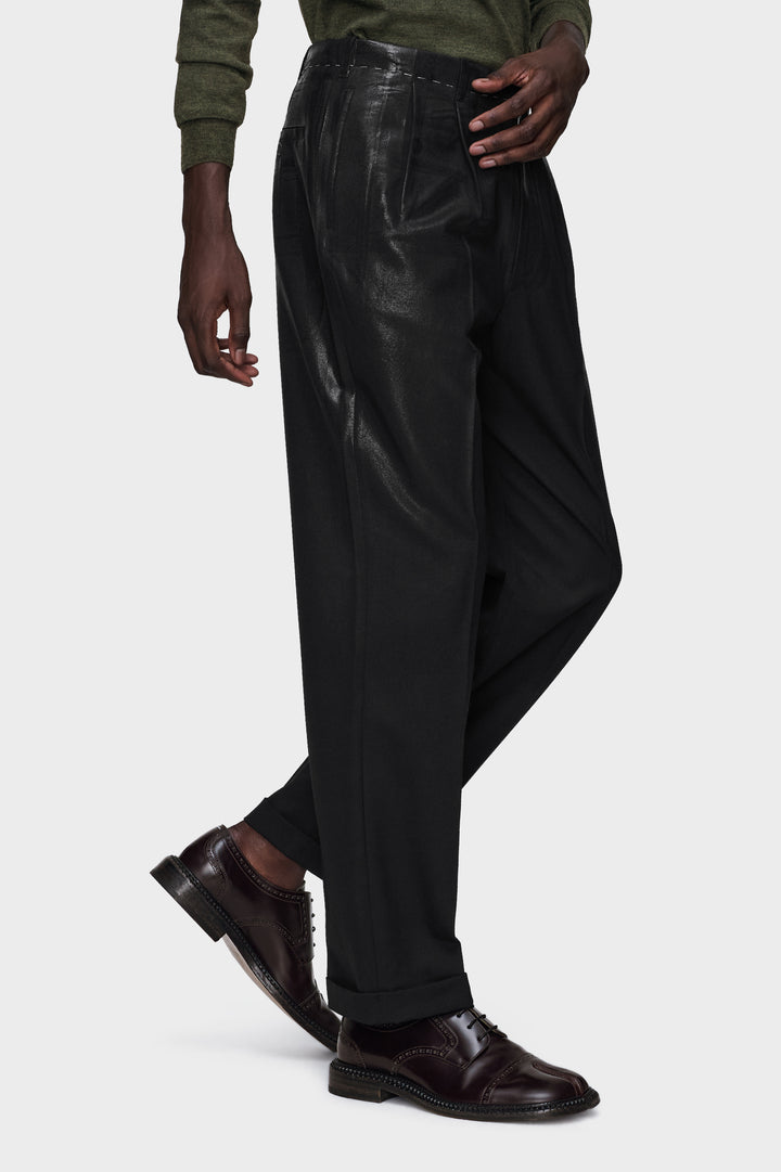 Foiled wool trousers