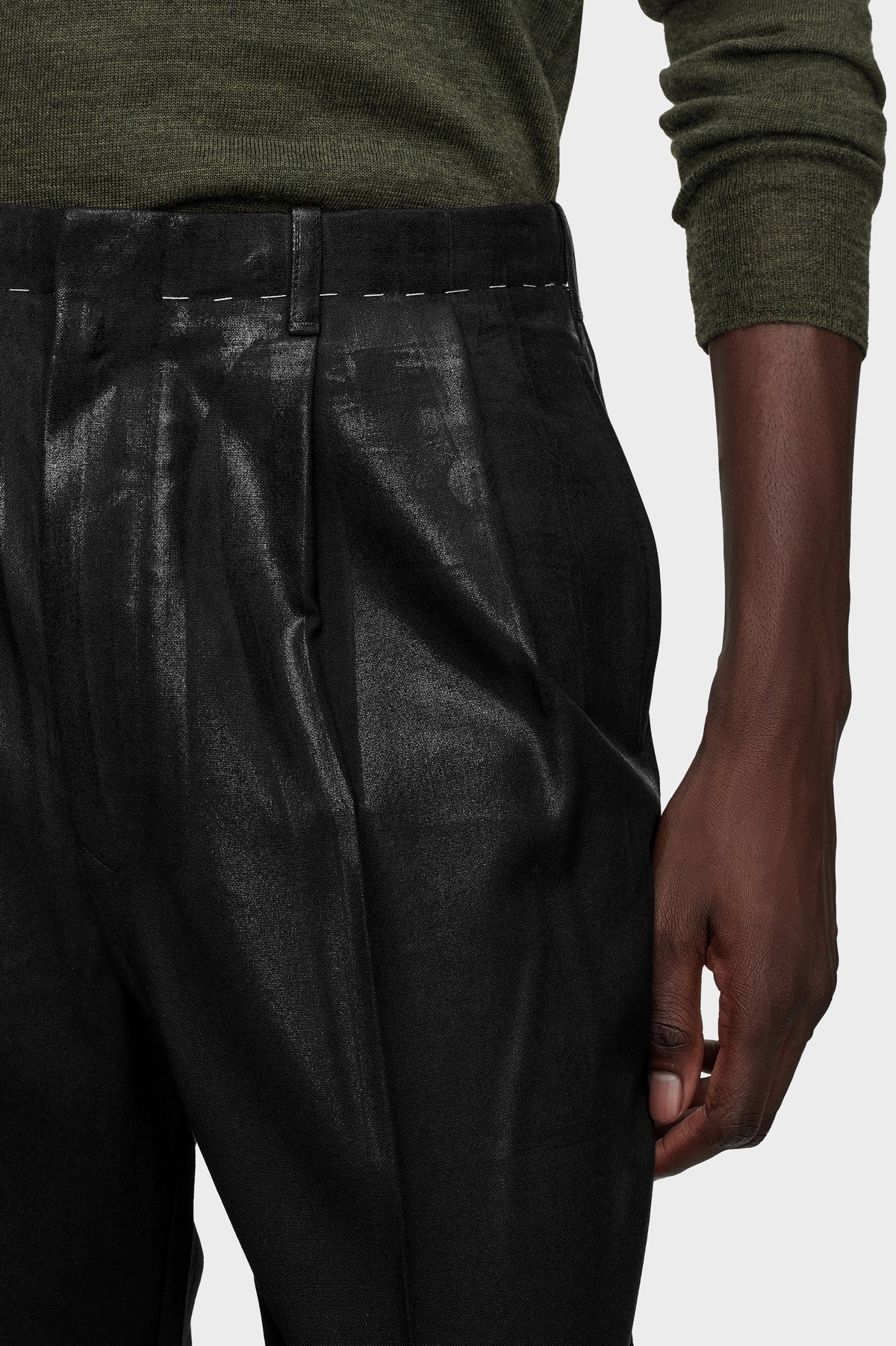 Foiled wool trousers