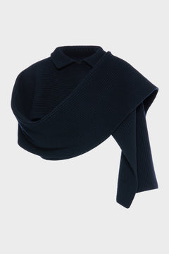 Ribbed wool scarf with collar
