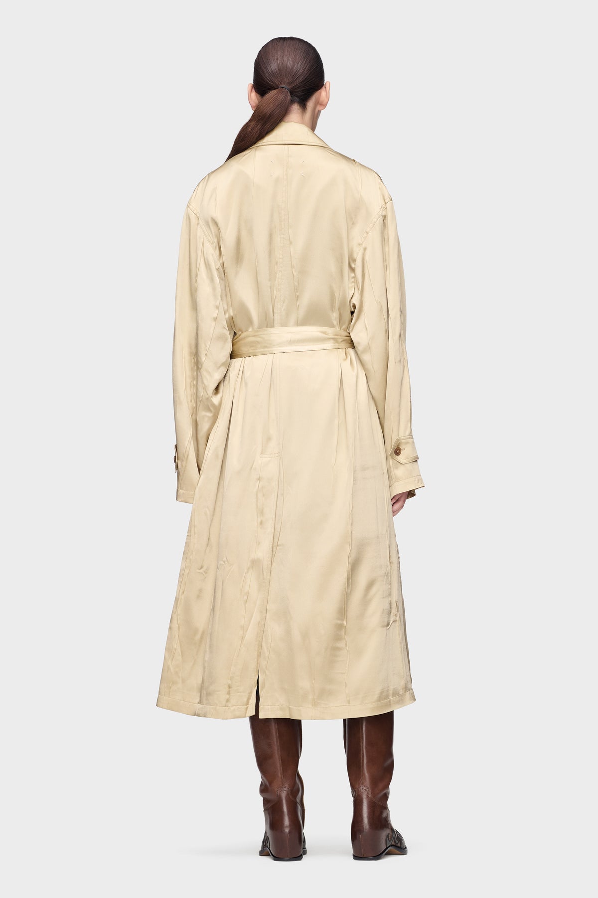 Creased Silk Trench Coat