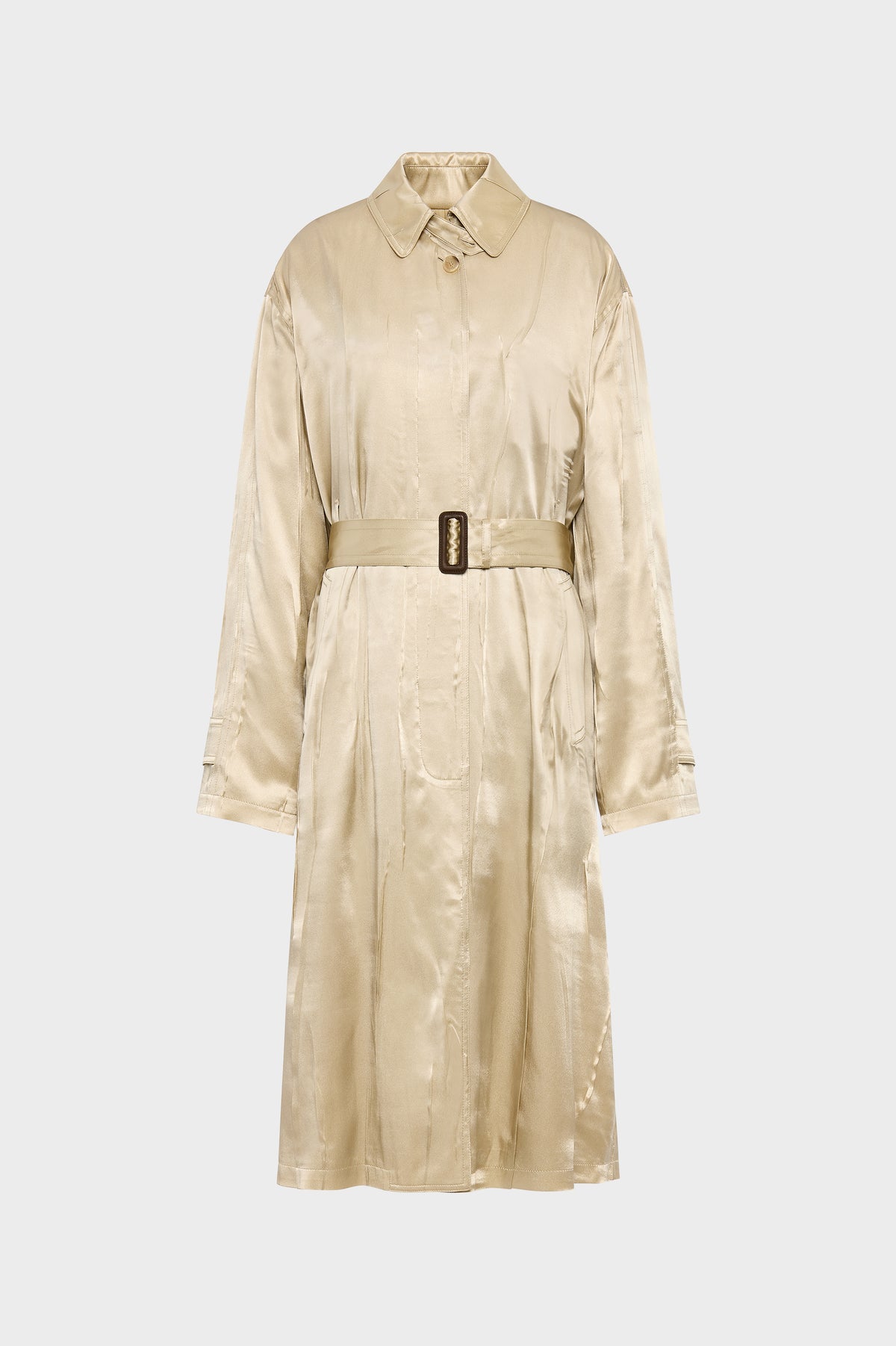Creased Silk Trench Coat