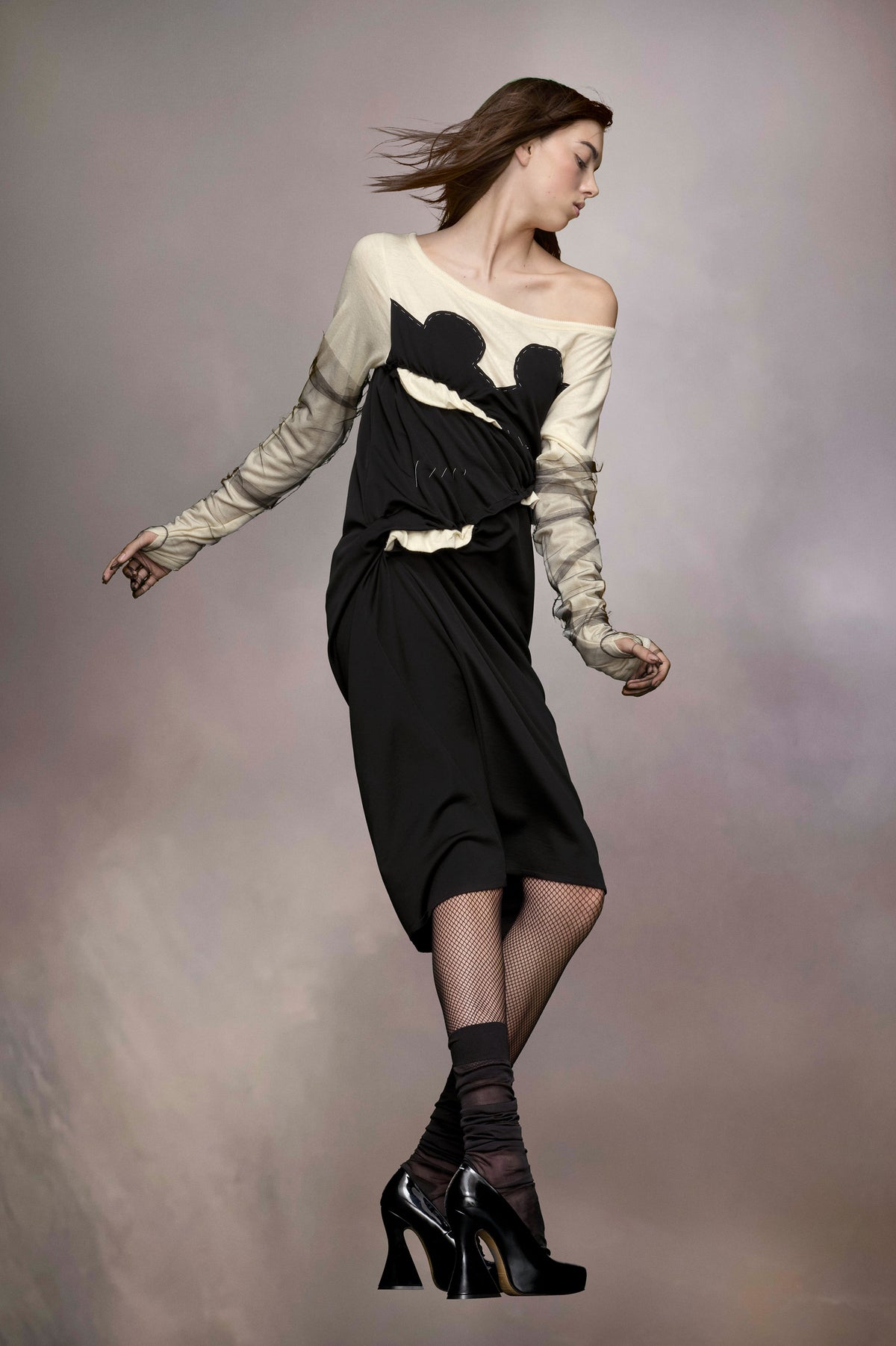 Spliced jersey dress