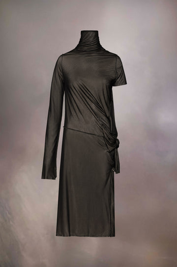 Asymmetric ruched dress