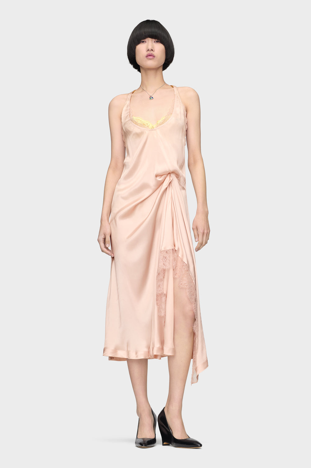 Maison Margiela Silk Lace Slip Midi Dress