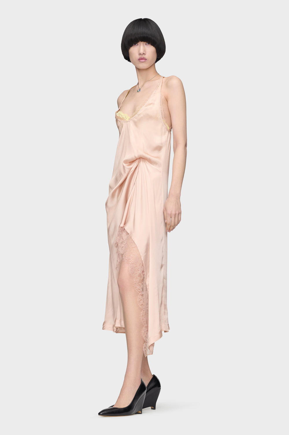 Maison Margiela Silk Lace Slip Midi Dress