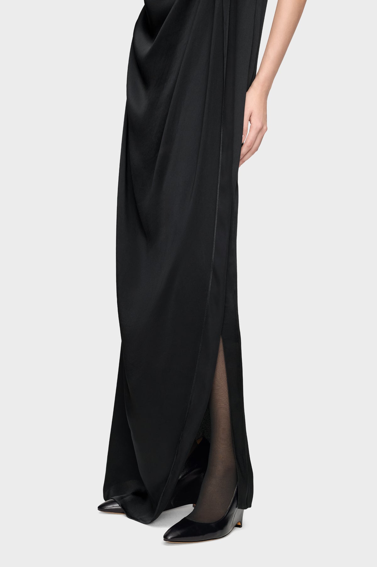 Satin Draped Maxi Dress